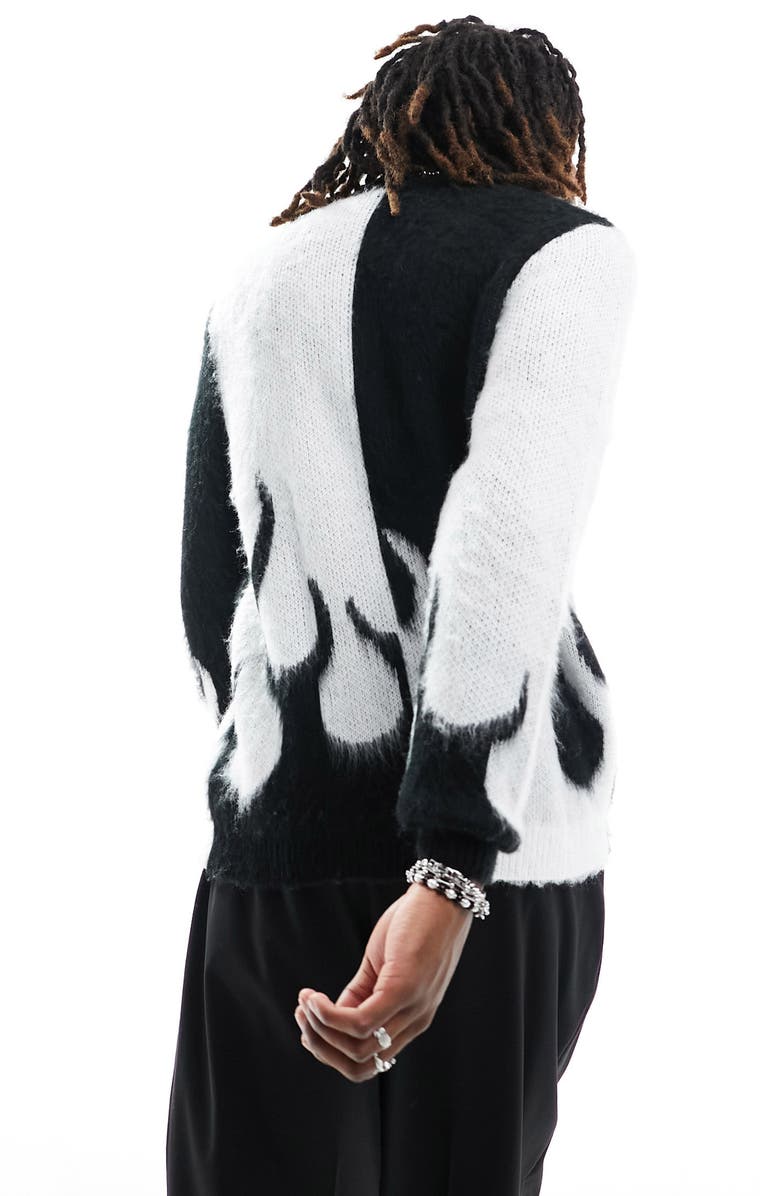 ASOS DESIGN Oversize Fluffy Two-Tone Flame Jacquard Sweater, Alternate, color, 