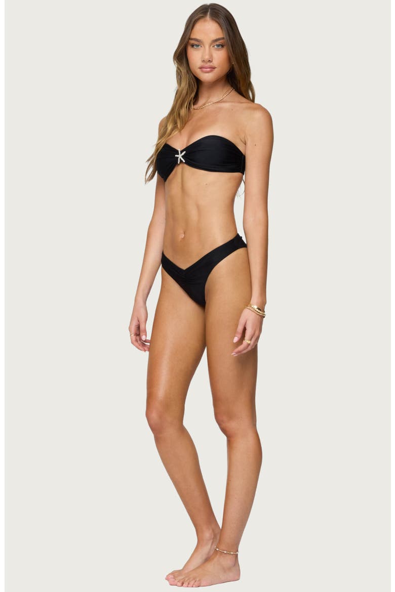 Starfish Ruched Bikini Bottoms, Alternate, color, BLACK