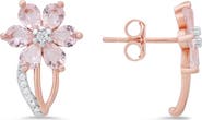 Queen Jewels Two-Tone Simulated Morganite & CZ Flower Stud Earrings