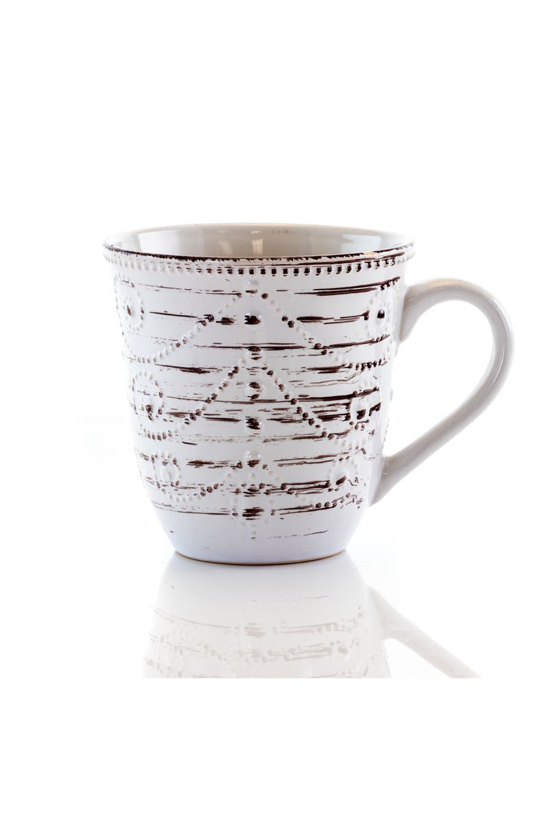 Elama Rustic Birch 16 Piece Stoneware Round Dinnerware Set, Alternate, color, White