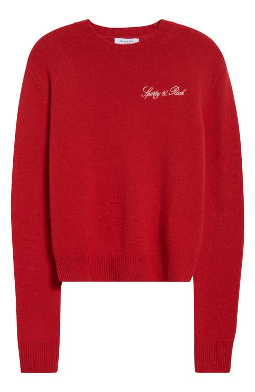 SPORTY AND RICH SPORTY & RICH VENDOME SCRIPT CASHMERE & WOOL CREWNECK SWEATER