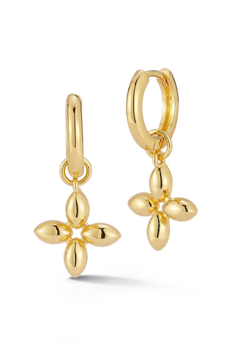 Clover Hoop Earrings, Main, color, GOLD