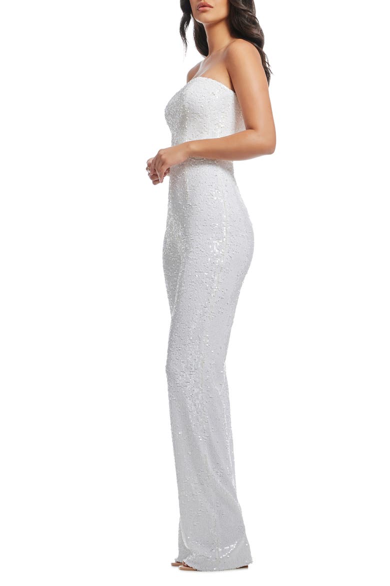 Andy Sequin Strapless Jumpsuit, Alternate, color, WHITE MULTI