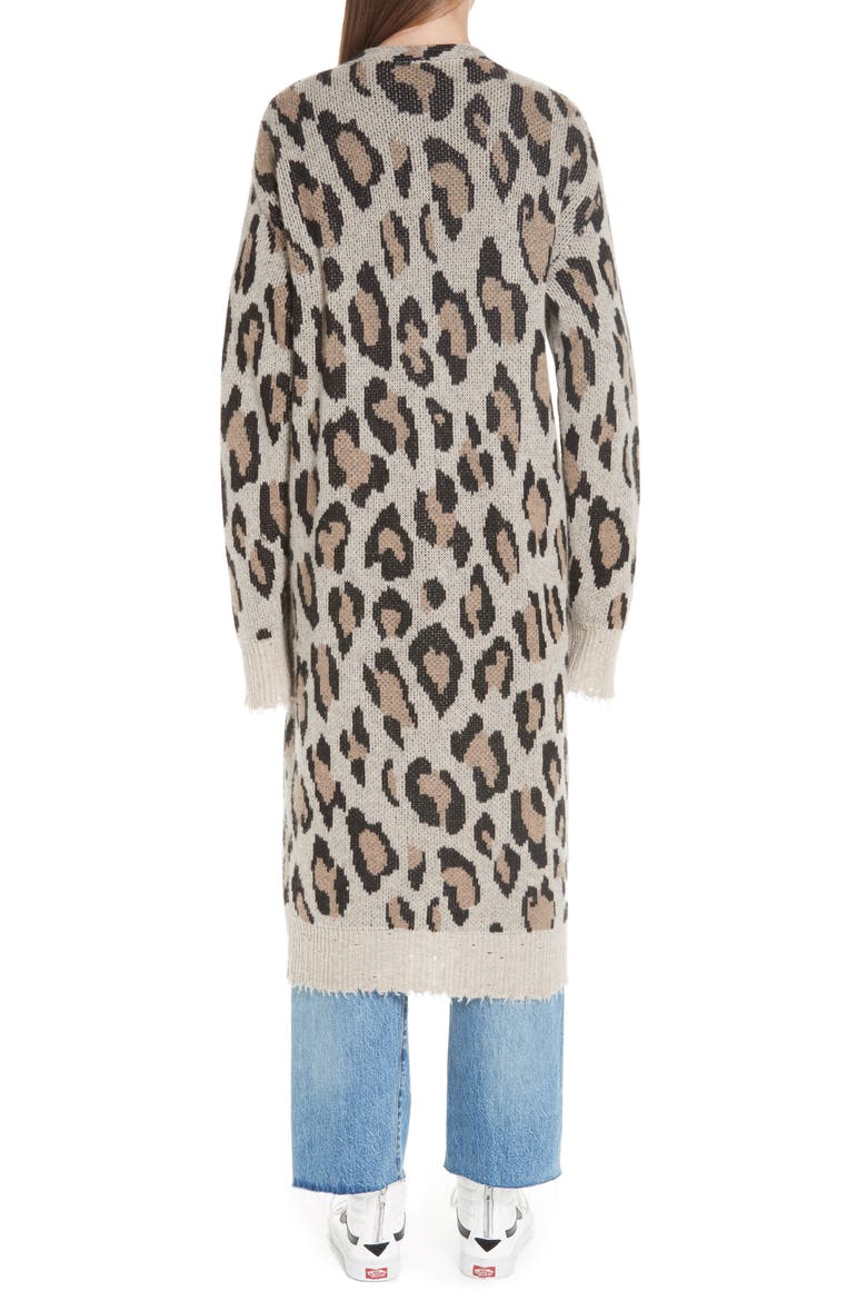 Long Leopard Cashmere Cardigan, Alternate, color, LEOPARD