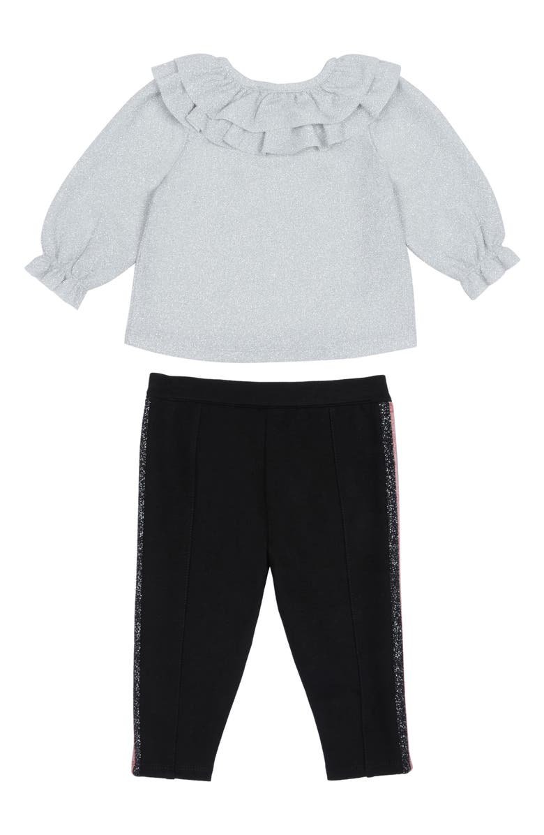 Habitual Girl Habitual Blake Metallic Ruffle Top & Ponte Leggings Set, Alternate, color,