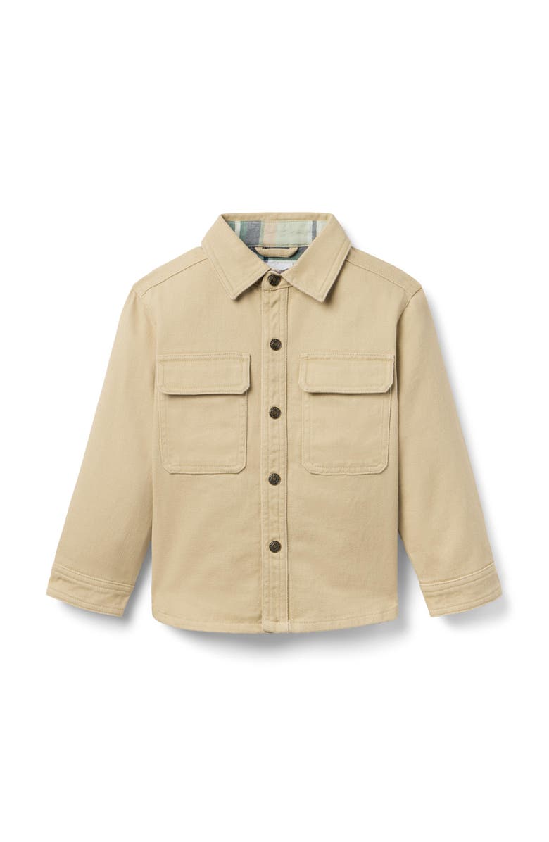 Janie and Jack The Twill Shirt Jacket, Main, color, Beige