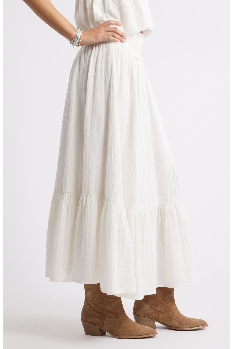 Cotton Gauze Tiered Maxi Skirt, Alternate, color, IVORY