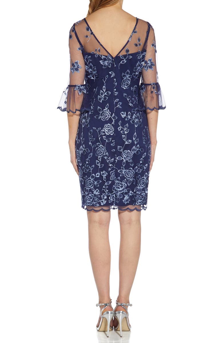 Adrianna Papell Embroidered Illusion Sheath Dress, Alternate, color, 