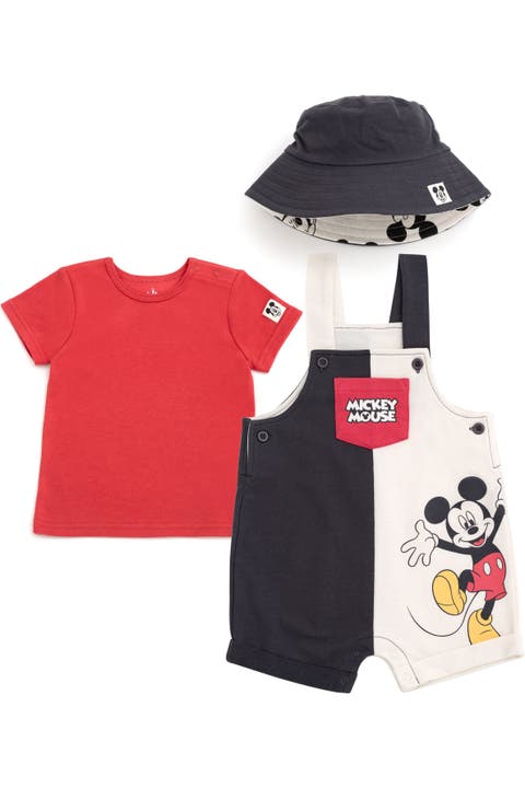 Mickey Mouse 3-piece Shortall, T-shirt And Hat Set (baby)