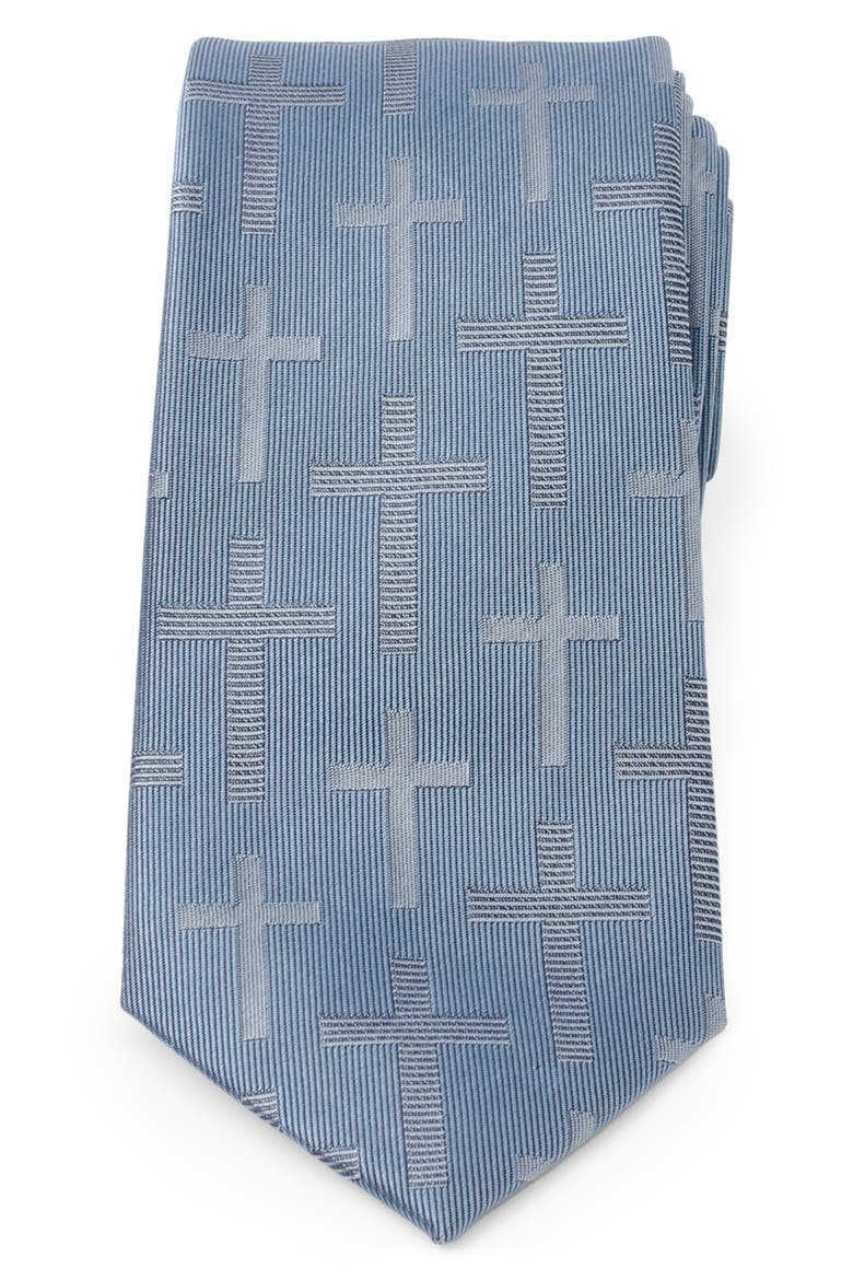 Textured Cross Silk Tie, Main, color, BLUE