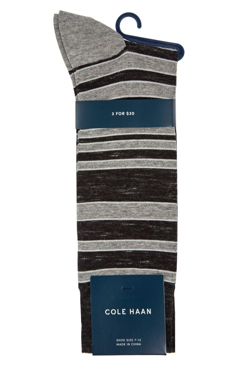 Cole Haan Stripe Socks, Alternate, color, Black Rain Heather