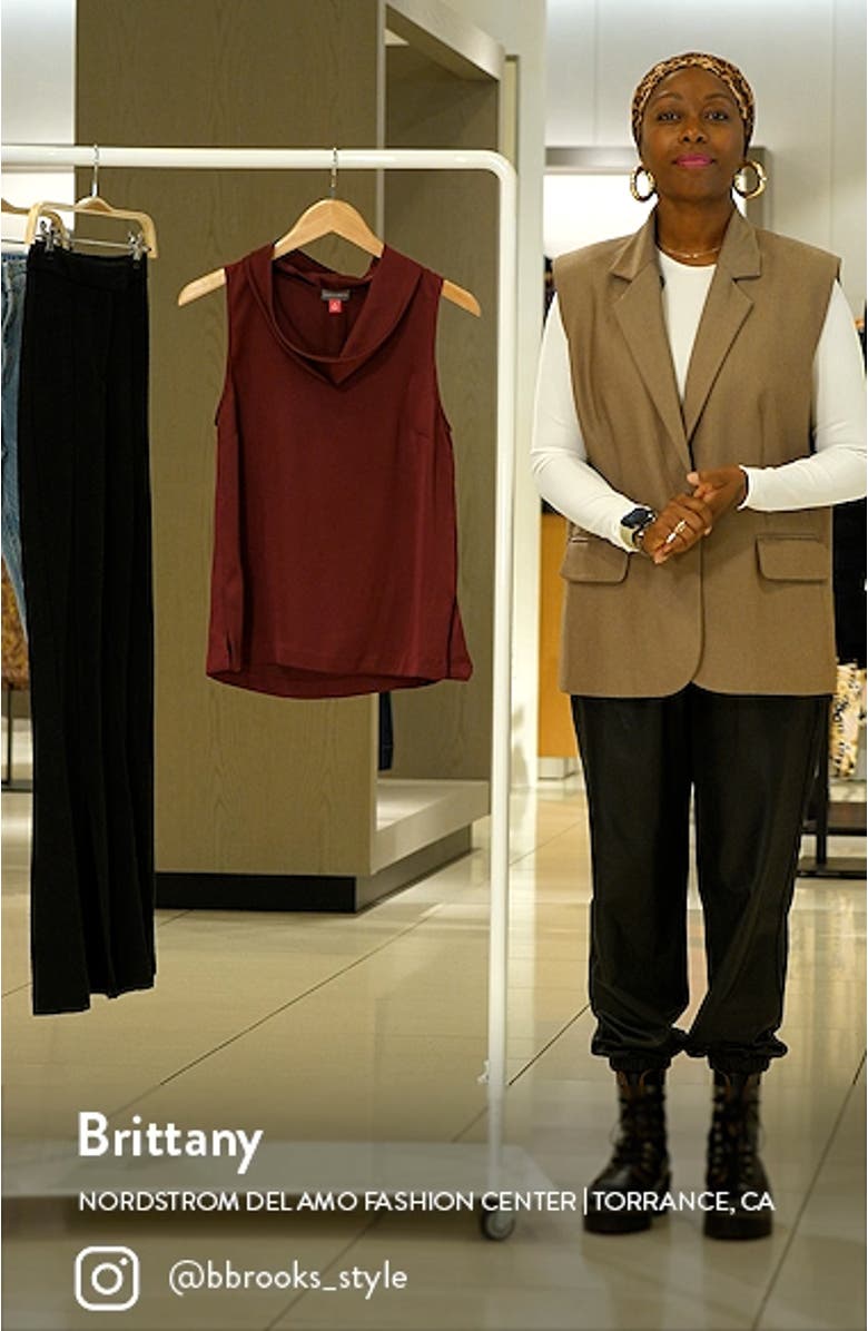 Hammered Satin Sleeveless Cowl Neck Top, sales video thumbnail