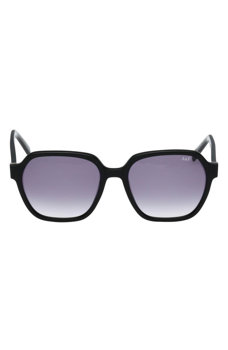 ABERCROMBIE & FITCH 54mm Gradient Geometric Sunglasses, Main, color, Shiny Black / Gradient Smoke