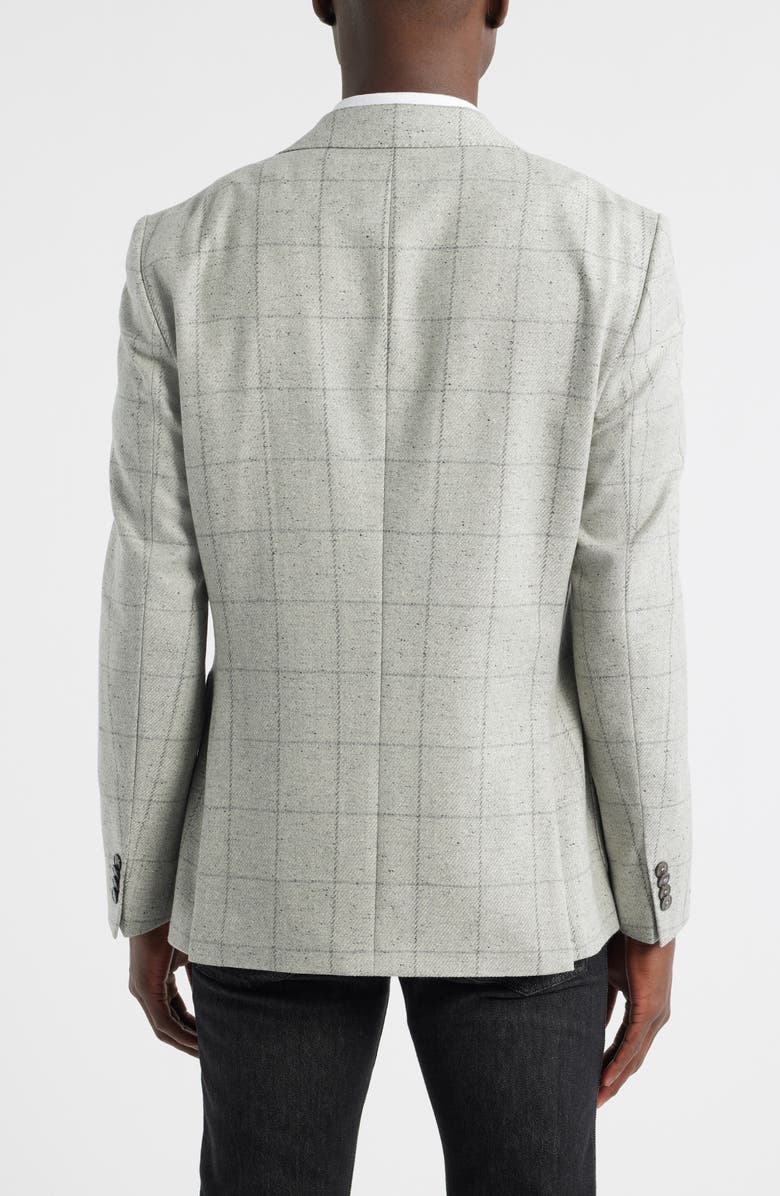 BOSS Hutson Slim Fit Windowpane Wool Blend Sport Coat, Alternate, color, Open Grey