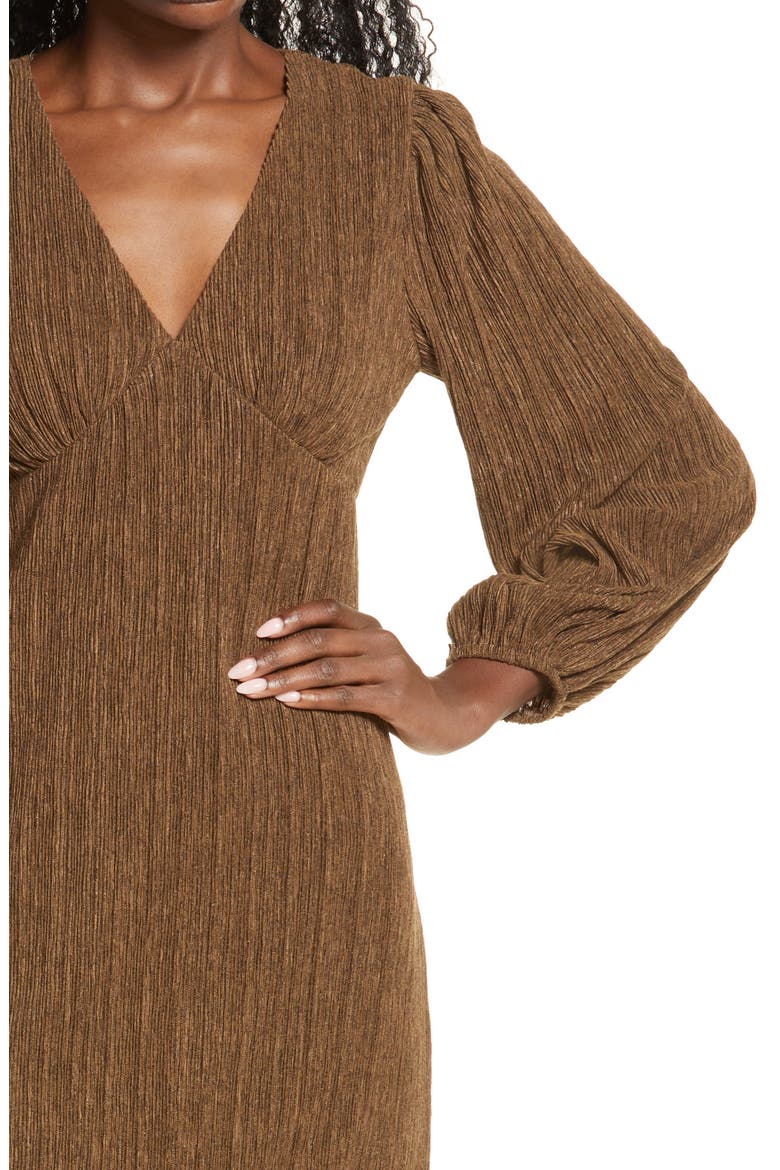 Plissé Empire Waist Midi Dress, Alternate, color, DESERT PALM
