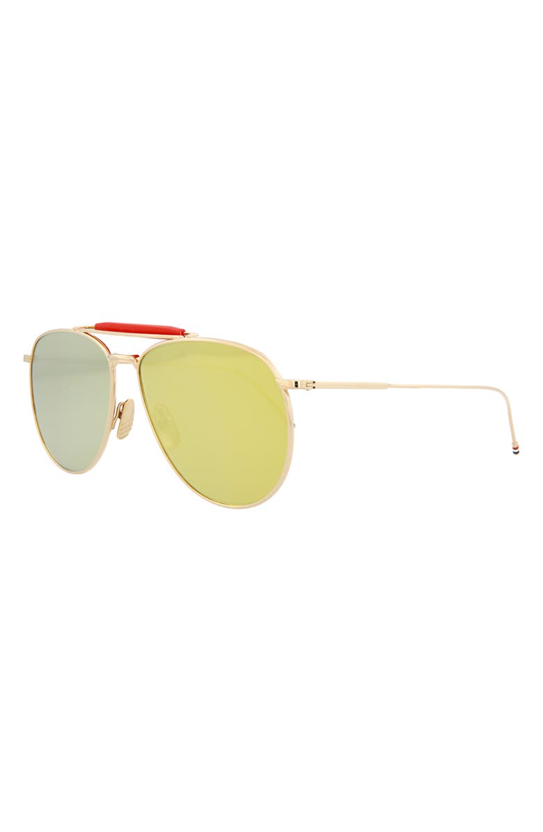 Thom Browne 62mm Aviator Sunglasses, Alternate, color, Gold Red