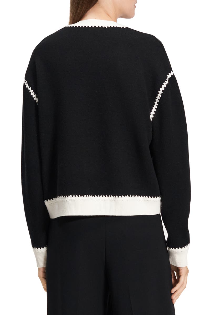 Theory Blanket Stitch Detail Merino Wool Cardigan, Alternate, color, 