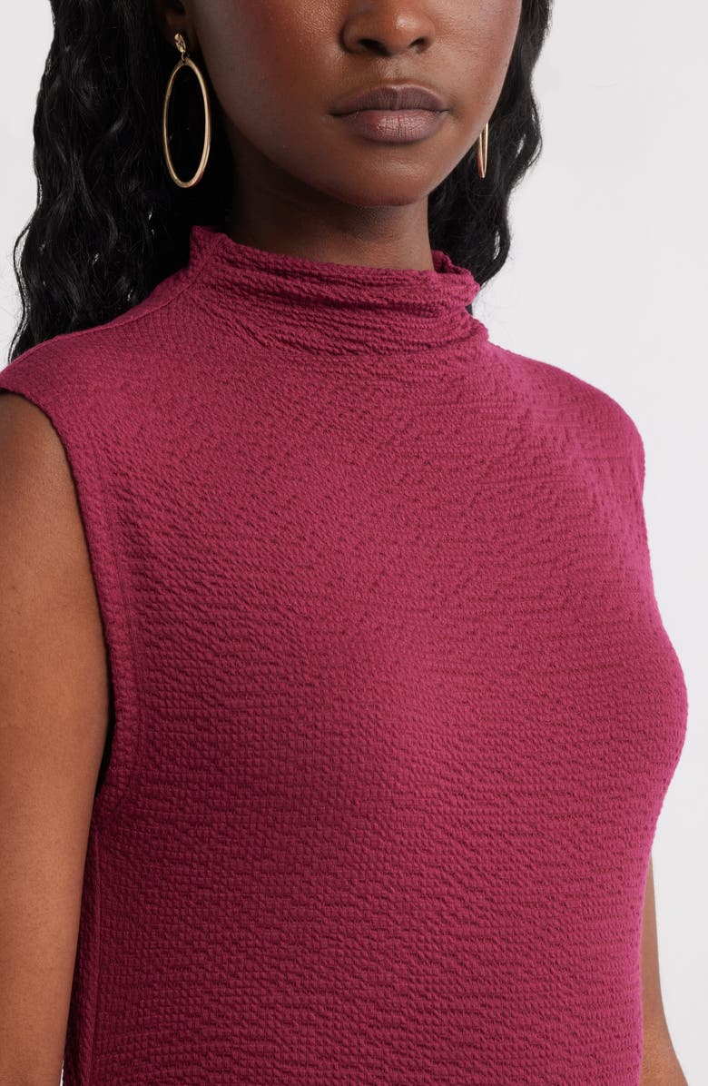 Treasure & Bond Crinkle Mock Neck Top, Alternate, color, Burgundy Rhode