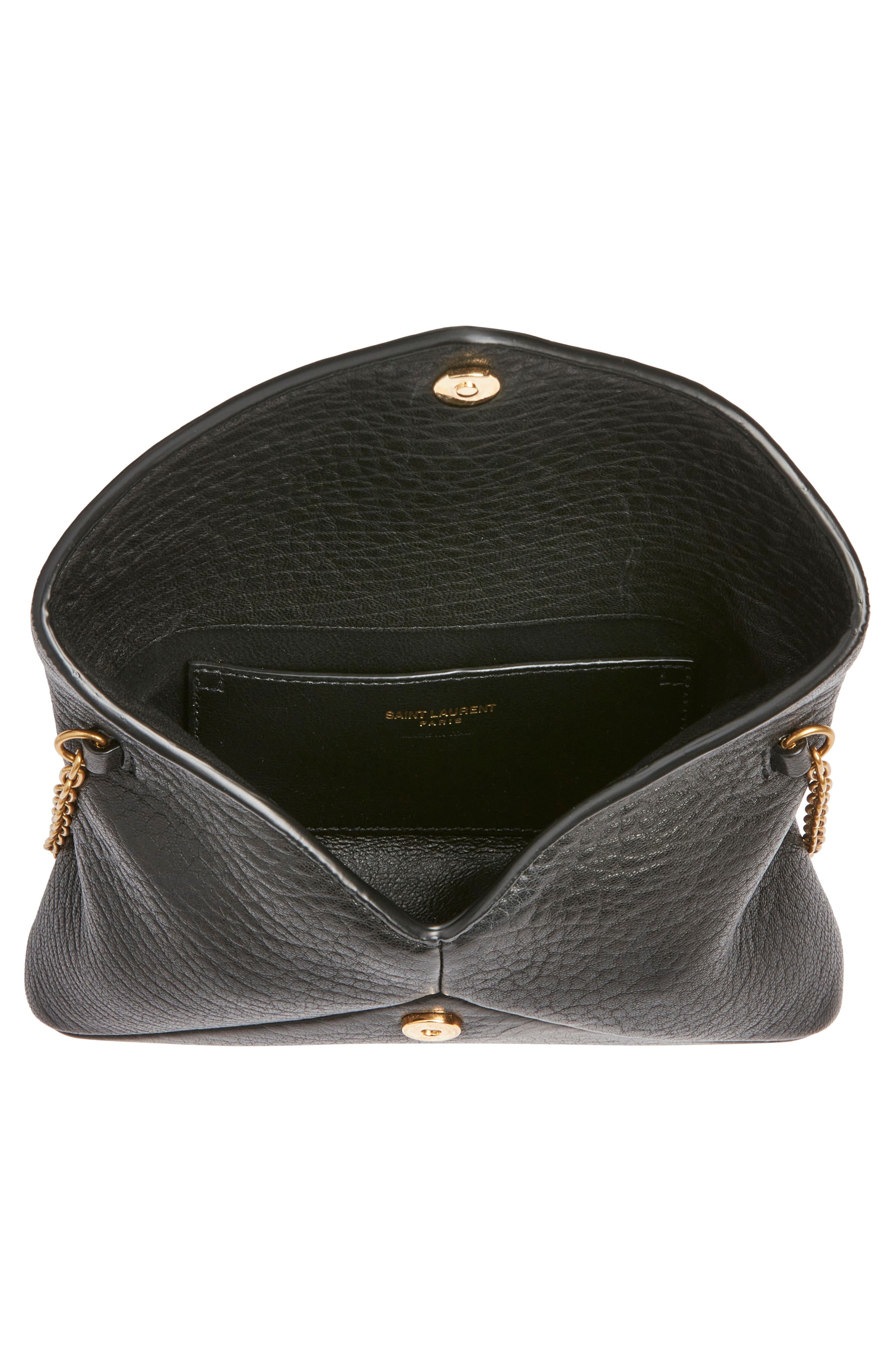 Saint Laurent Small Leather Crossbody Bag, Alternate, color, Noir