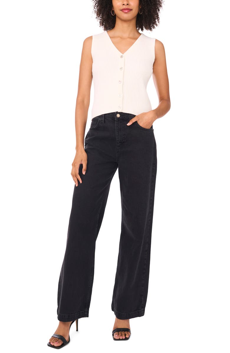 1.STATE Knit Button-Up Vest, Alternate, color, Butter Ivory