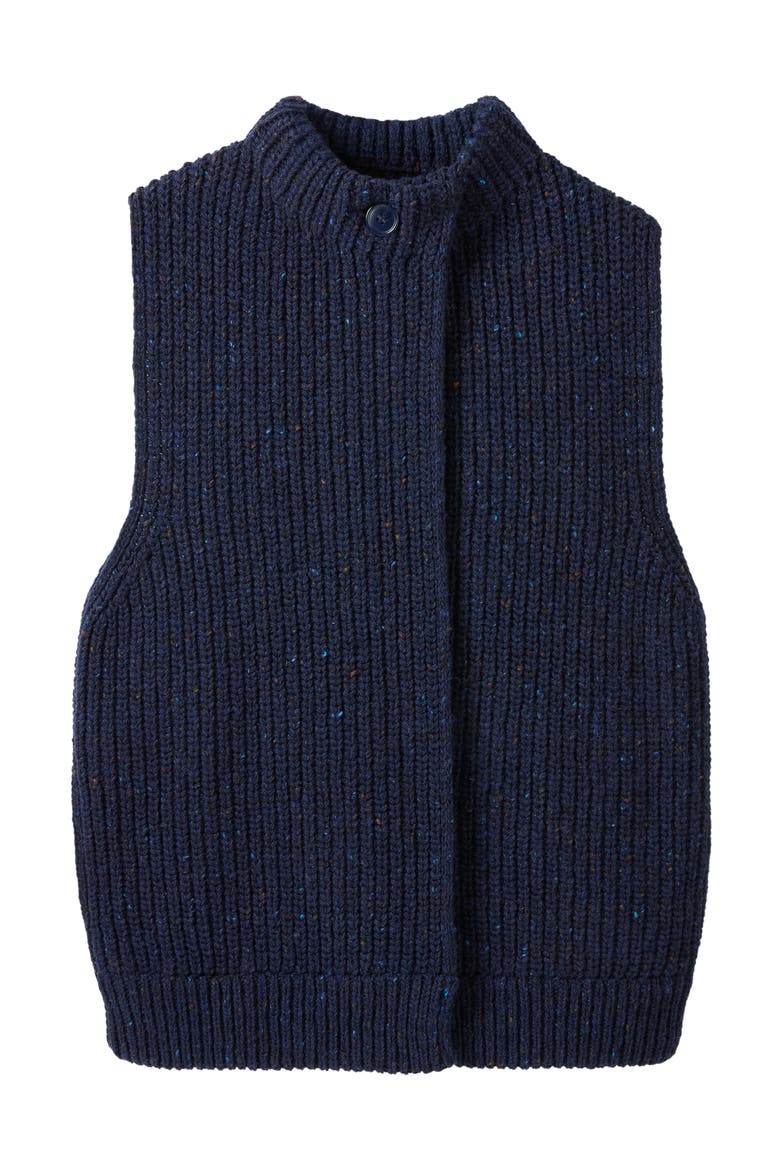Donegal Ribbed Crew Neck Waistcoat, Alternate, color, Dark Navy