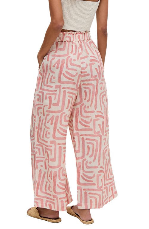 Raffya Pop Front Tie Warhol Print Pants In Pink
