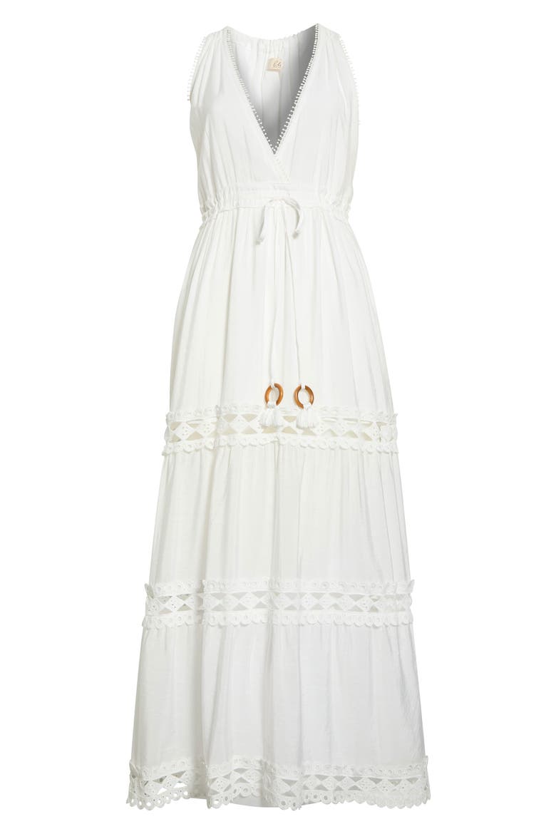Cutout Trim Sleeveless Cover-Up Maxi Dress, Alternate, color, WHITE