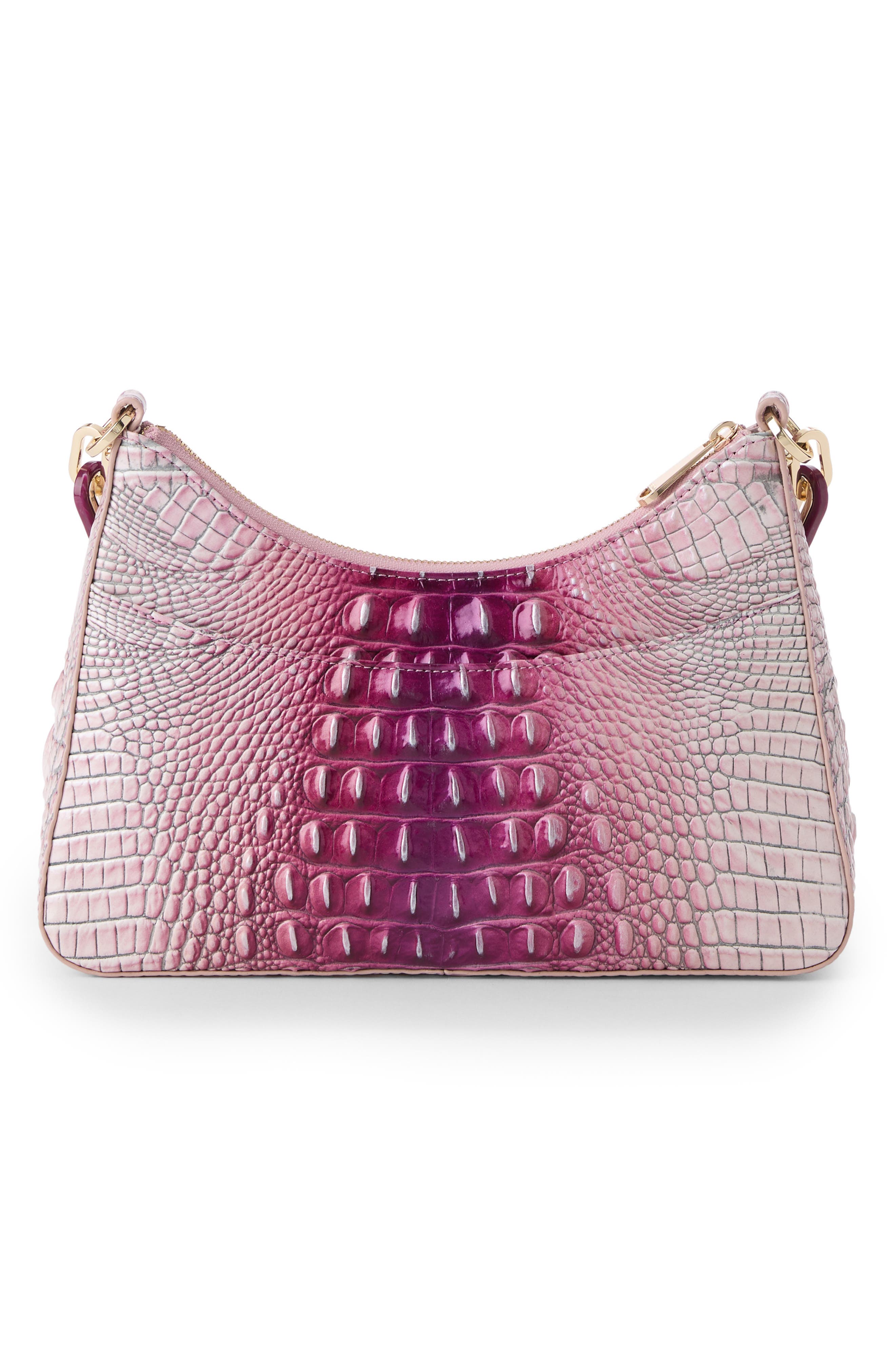 Mod Esme Croc Embossed Leather Shoulder Bag, Alternate, color, ISLAND PETAL