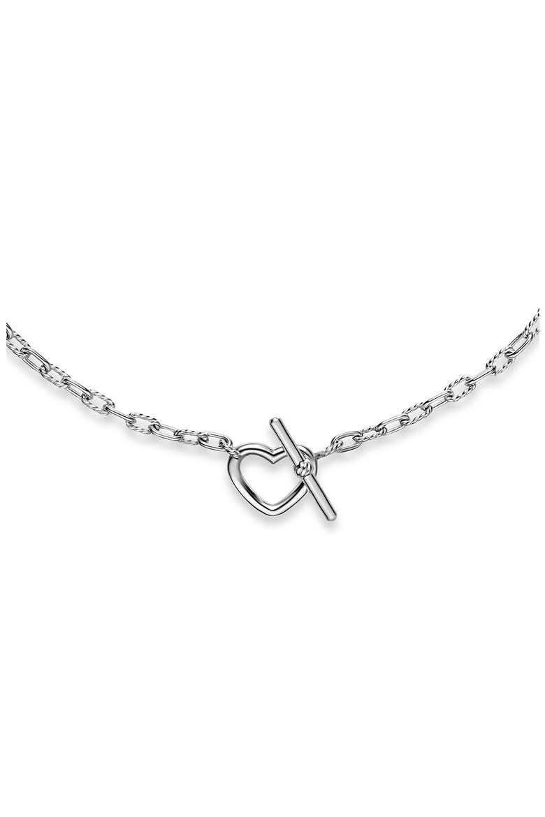 Madison® Heart Toggle Chain Necklace in Sterling Silver, 3mm, Alternate, color, SILVER DOME