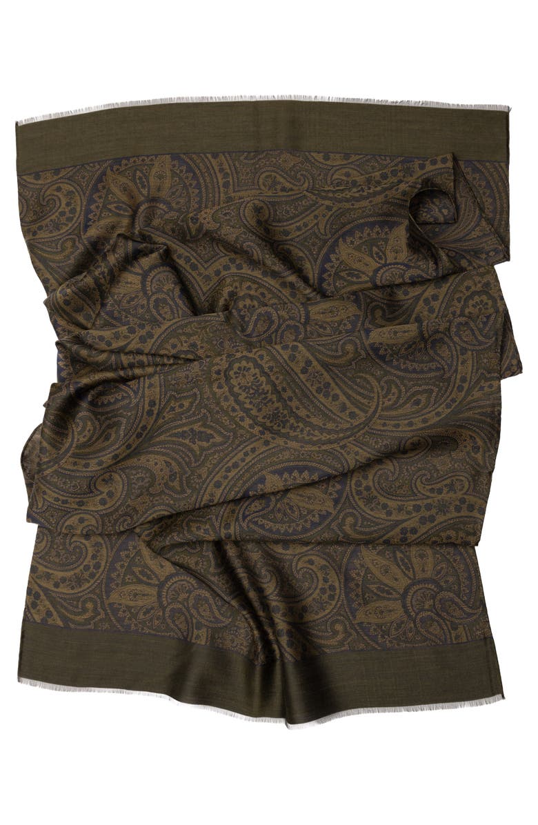 Elizabetta Leone - Wool Silk Scarf for Men, Alternate, color, Olive Green