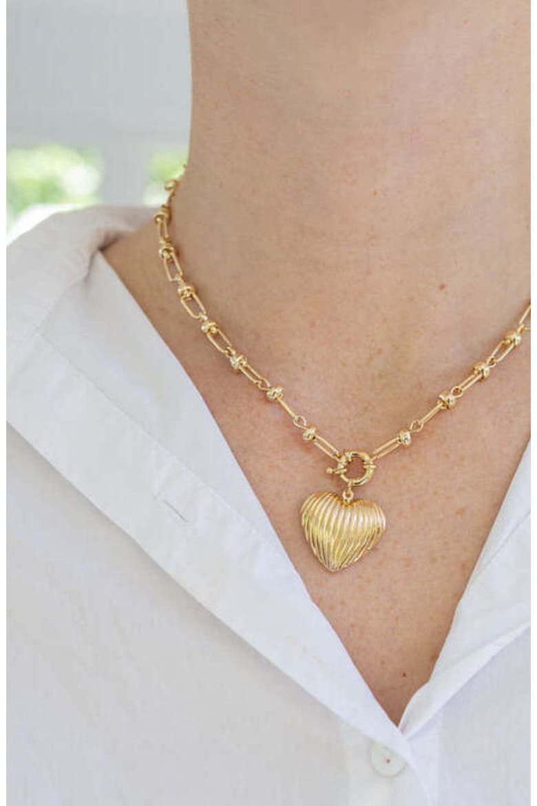 Full Heart Necklace, Alternate, color, Gold