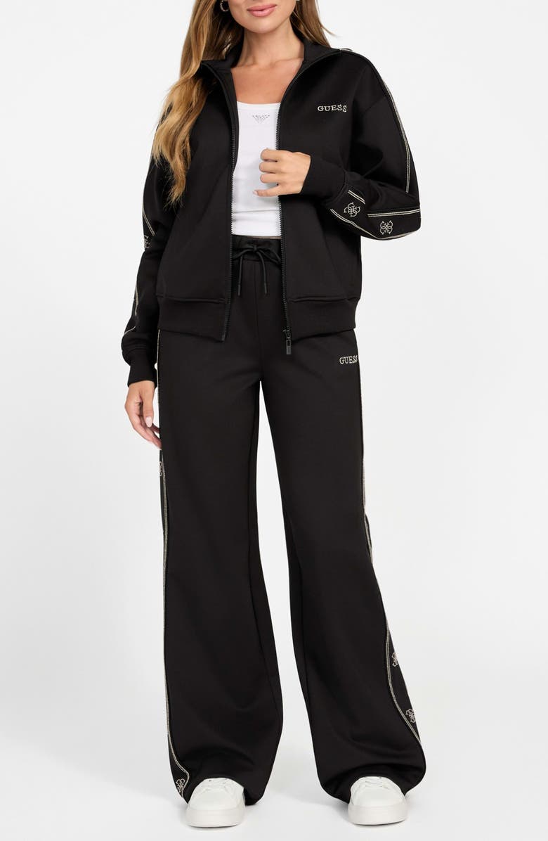 GUESS Octavia Wide Leg Sweatpants, Alternate, color, Black-Black