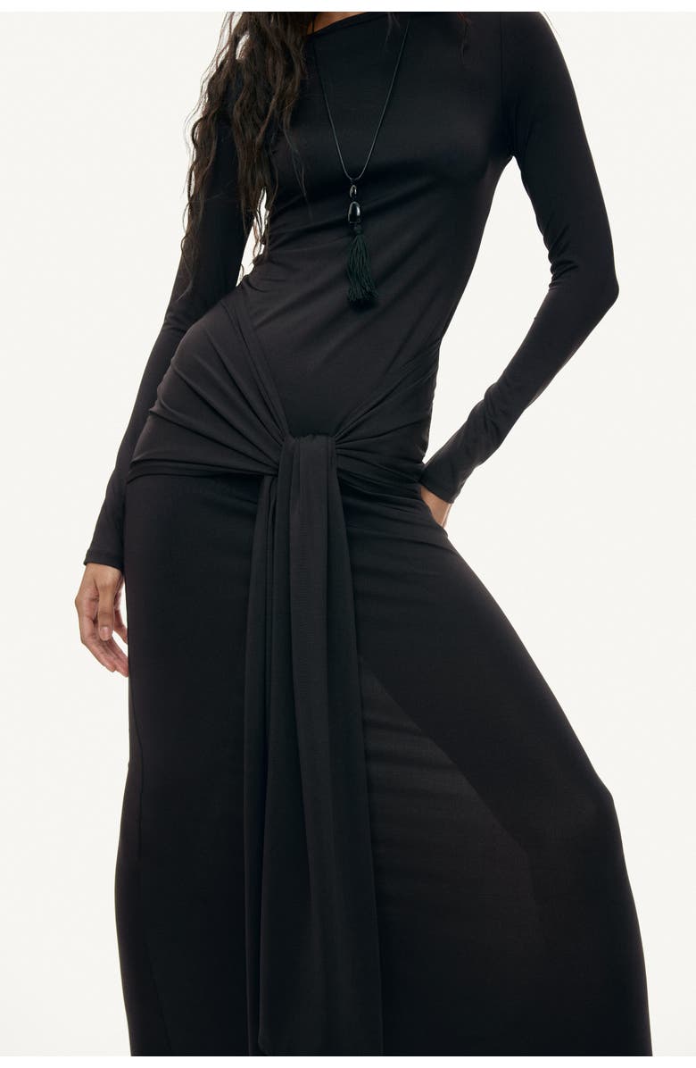 H&M Tie-detail Jersey Dress, Alternate, color, Black