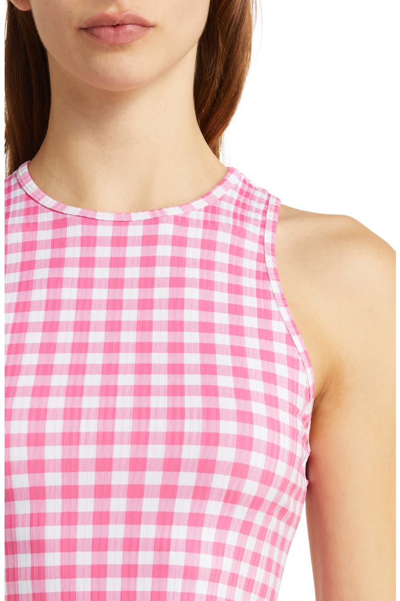 Gingham Racerback Tennis Minidress, Alternate, color, FUCHSIA GINGHAM