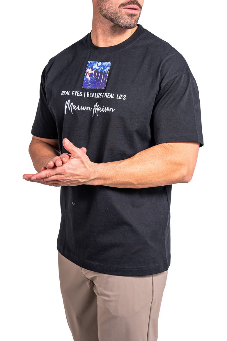 Ascension Eyes Appliqué Cotton Graphic T-Shirt, Alternate, color, BLACK