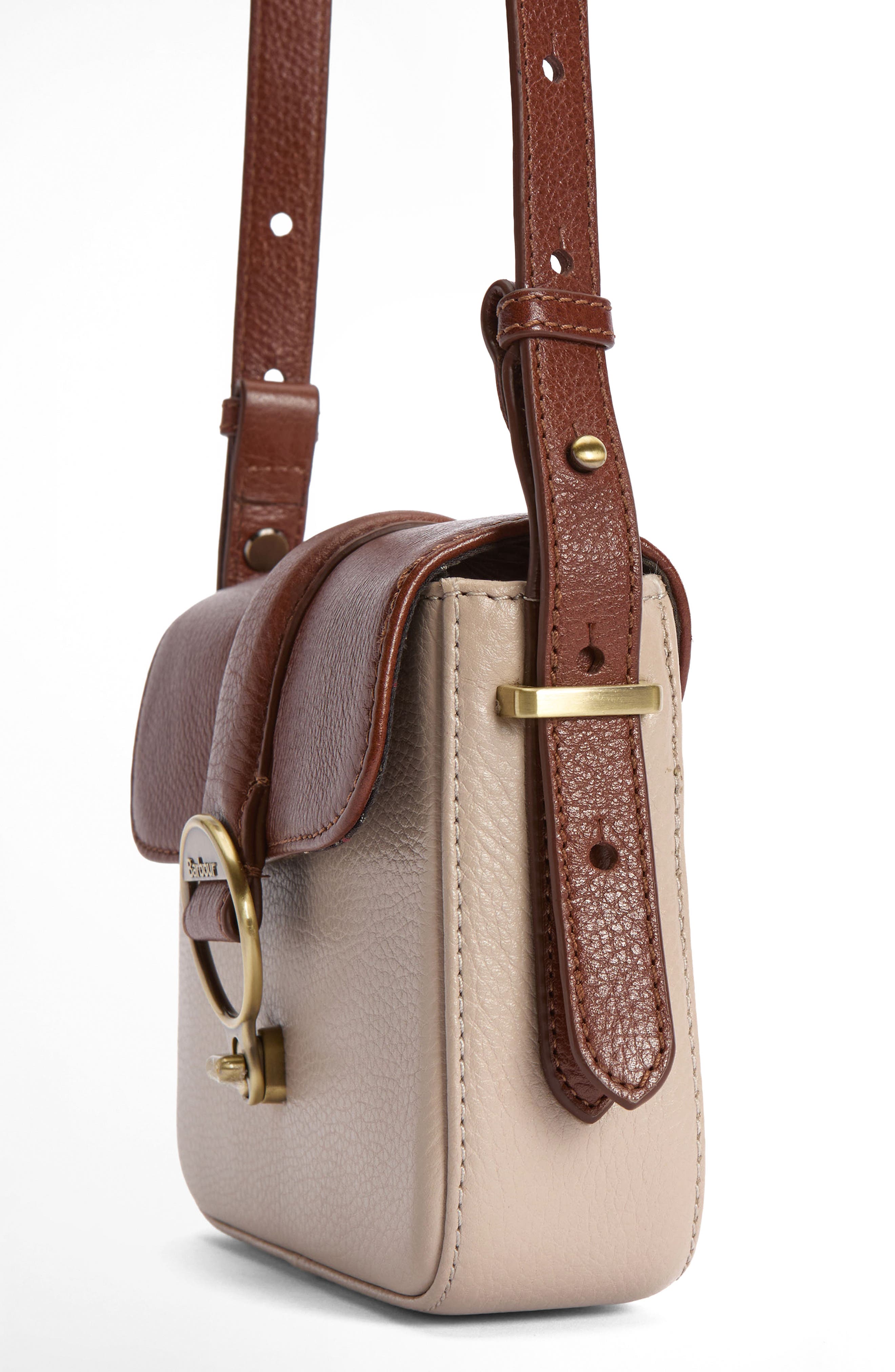 Mini Rosa Leather Crossbody Bag, Alternate, color, PEBBLED PINK/ BROWN
