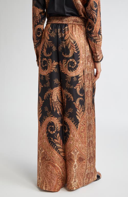 Zimmermann Multicolor Pants With Belt And All-over Paisley Motif In Silk Woman In Brown
