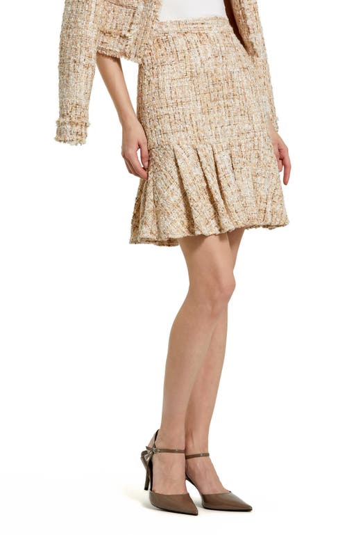 Mac Duggal High Waist Box Pleat Boucle Mini Skirt In Blush