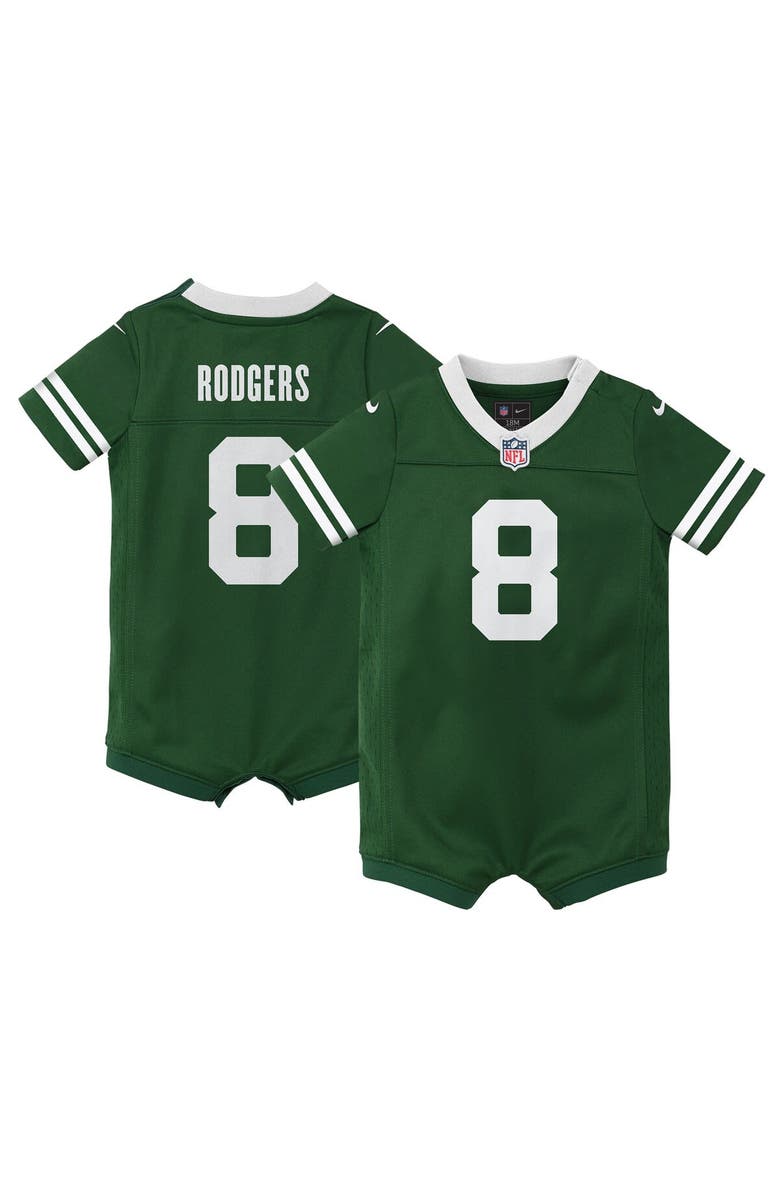 Nike Newborn & Infant Nike Aaron Rodgers Legacy Green New York Jets Game Romper Jersey, Alternate, color, 