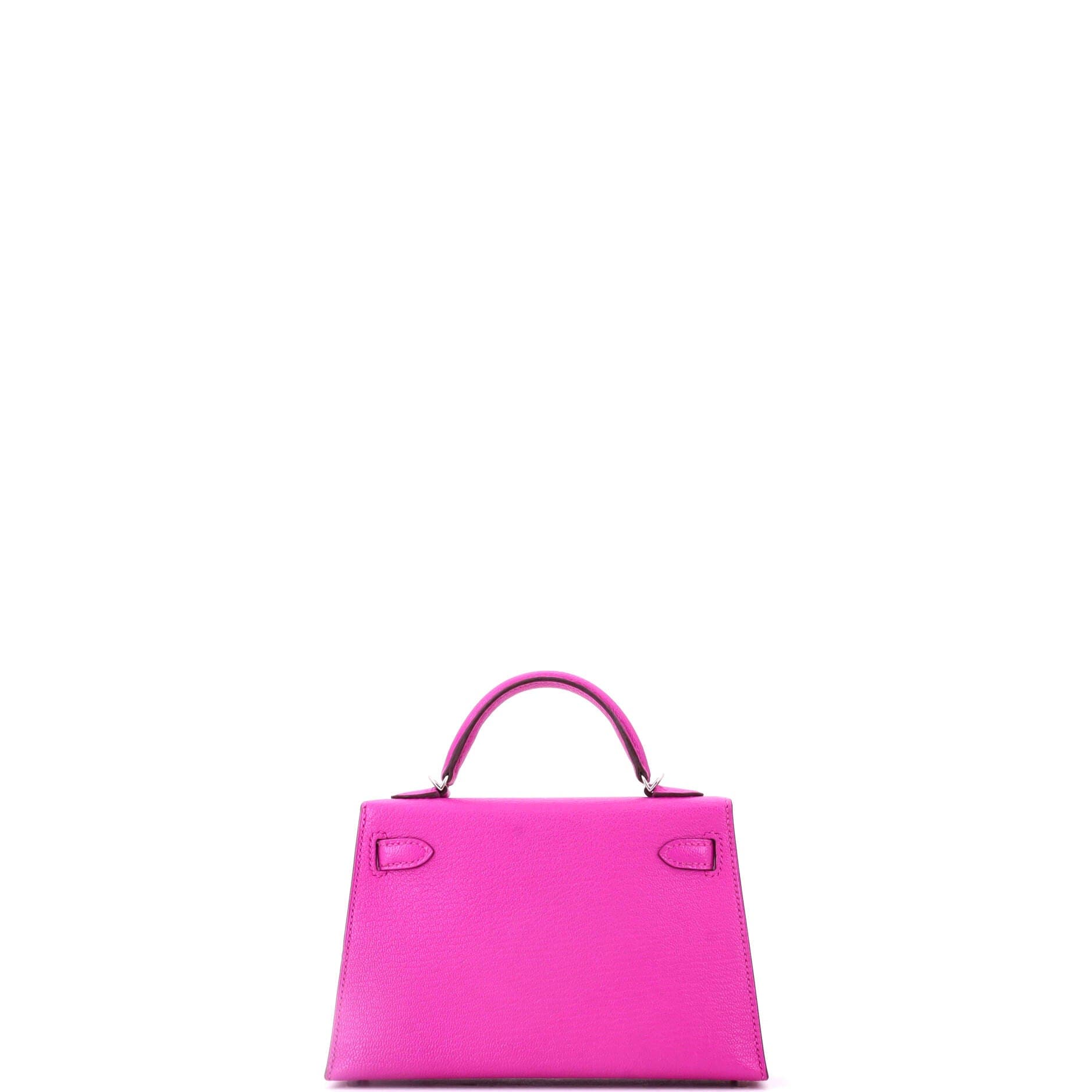 Pre-Owned Hermes Kelly Mini II Bag Pink Chevre Mysore with Palladium Hardware 20, Alternate, color, Rose Pourpre