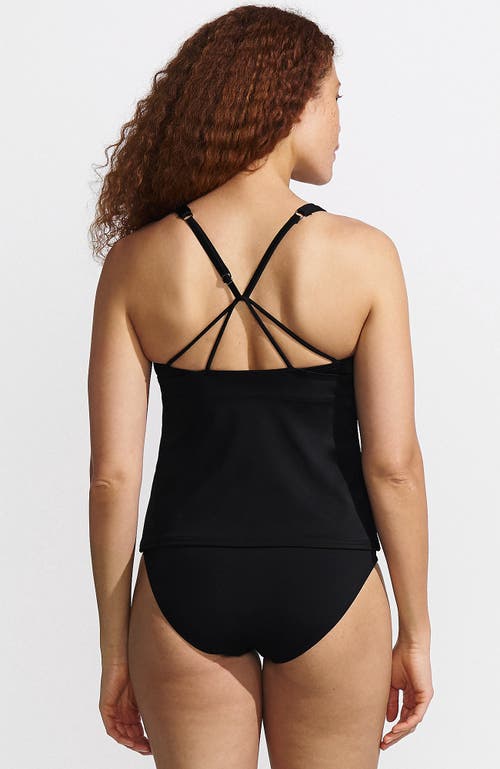 Lands' End Tugless High Neck Strappy Back Tankini Swimsuit Top In Black