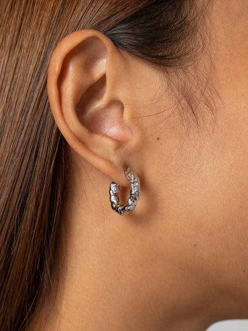 Saint And Sofia Saint + Sofia Molten Hoop Earrings In Silver