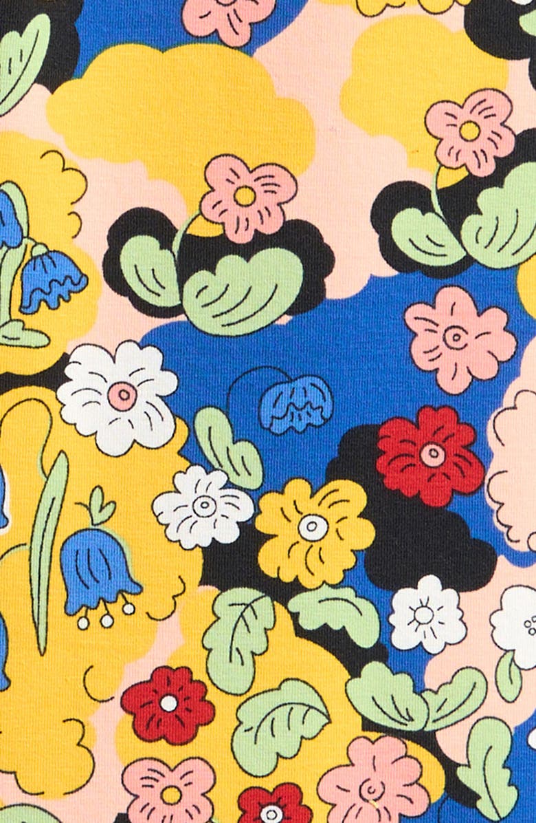 Mini Rodini Kids' Floral Cotton Jersey Wide Leg Pants, Alternate, color, Yellow Multi