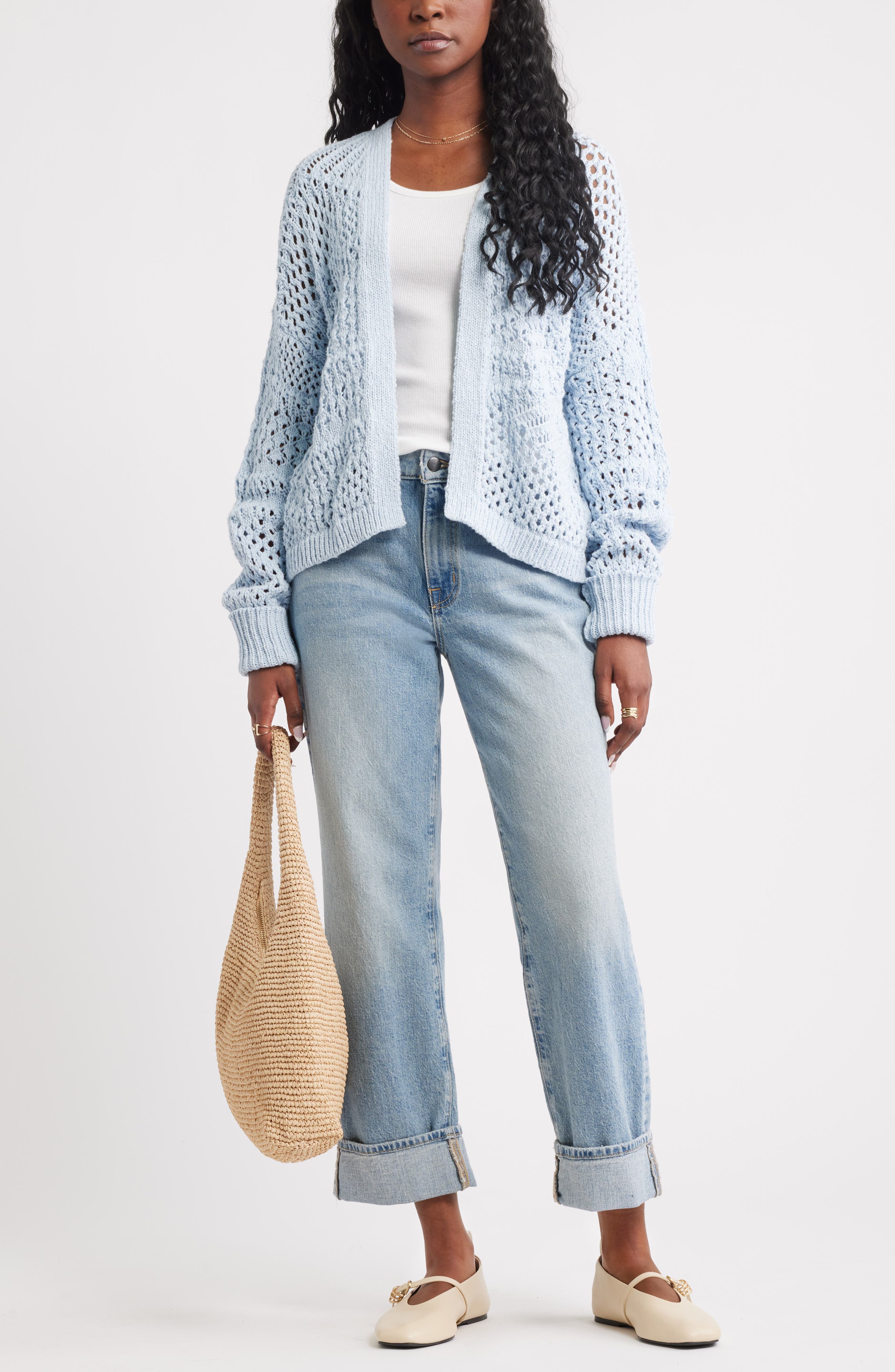 Openwork Slouchy Cotton Cardigan - image 2