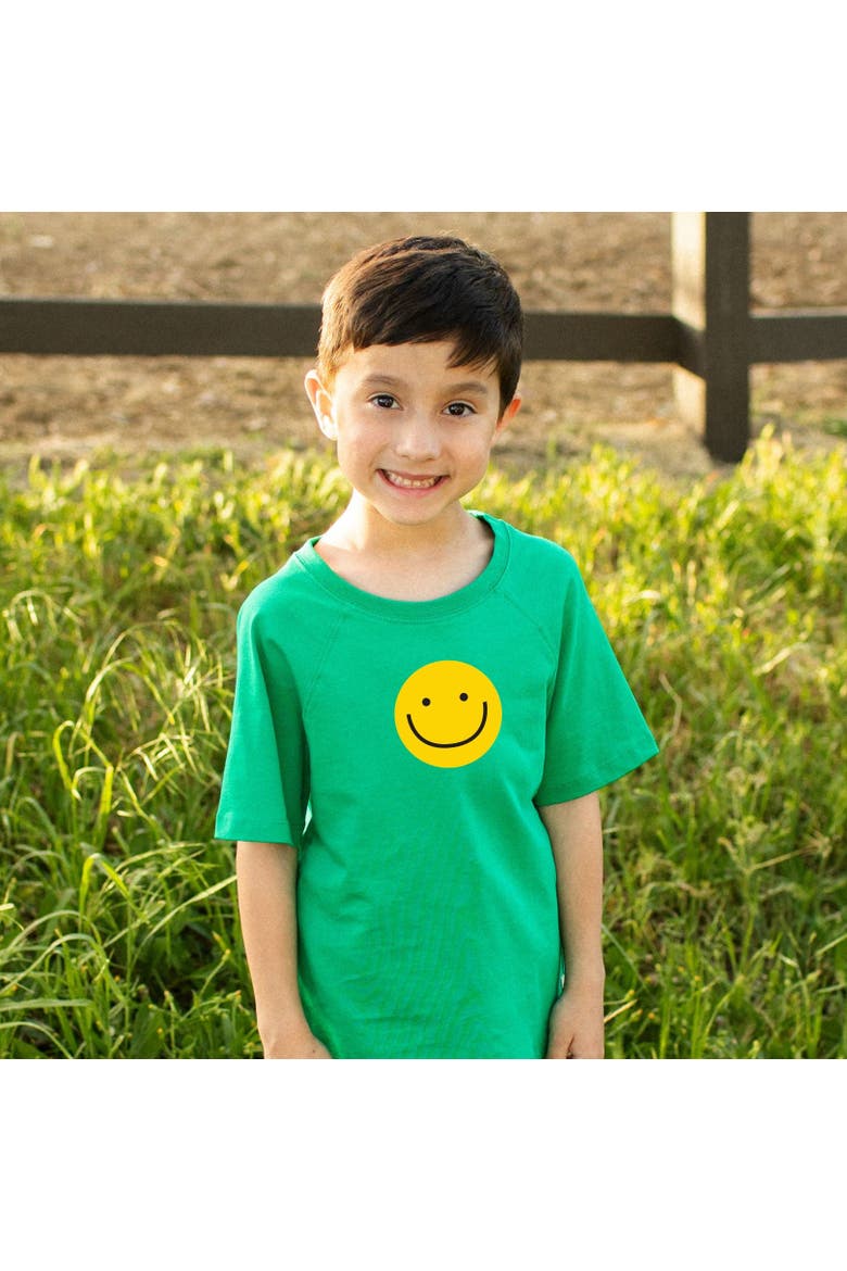 Kids' Organic Cotton Happy Face Graphic T-Shirt, Alternate, color, Parakeet