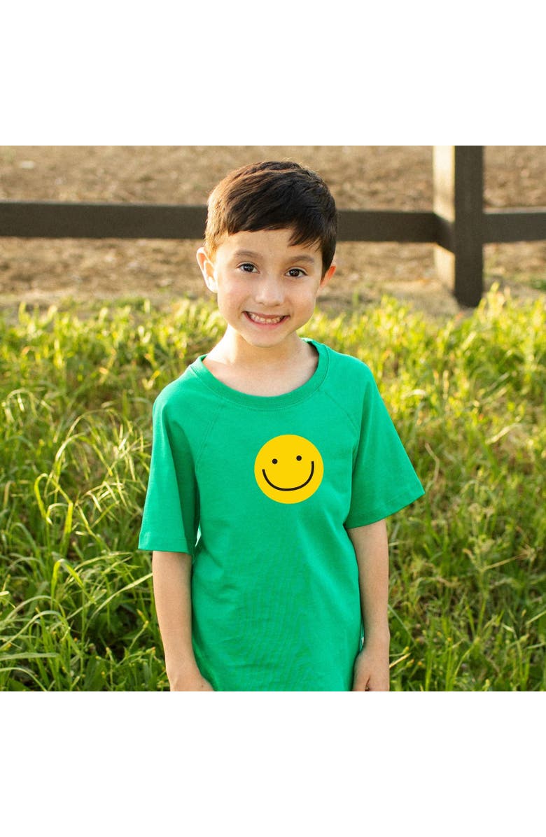 Jackalo Kids' Organic Cotton Happy Face Graphic T-Shirt, Alternate, color, Parakeet