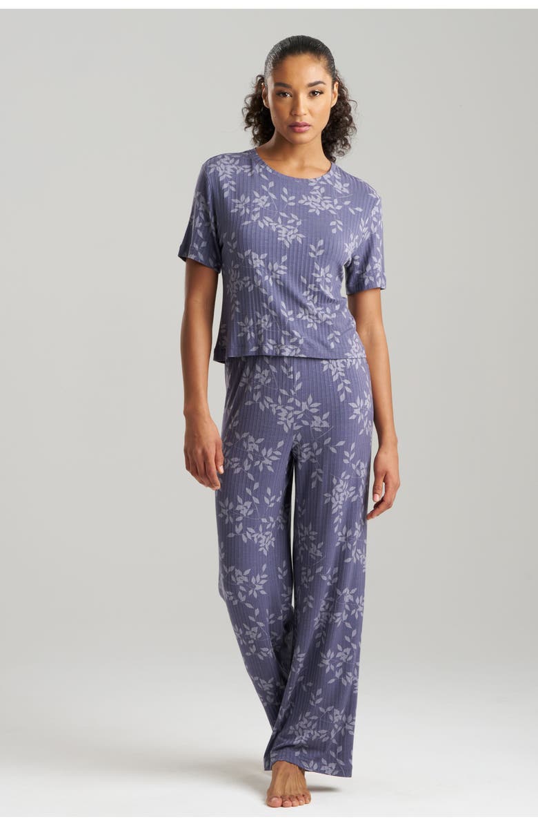 Natori ARIA - PRINTED RIB Effortless Short Sleeve Pant Set, Main, color, 