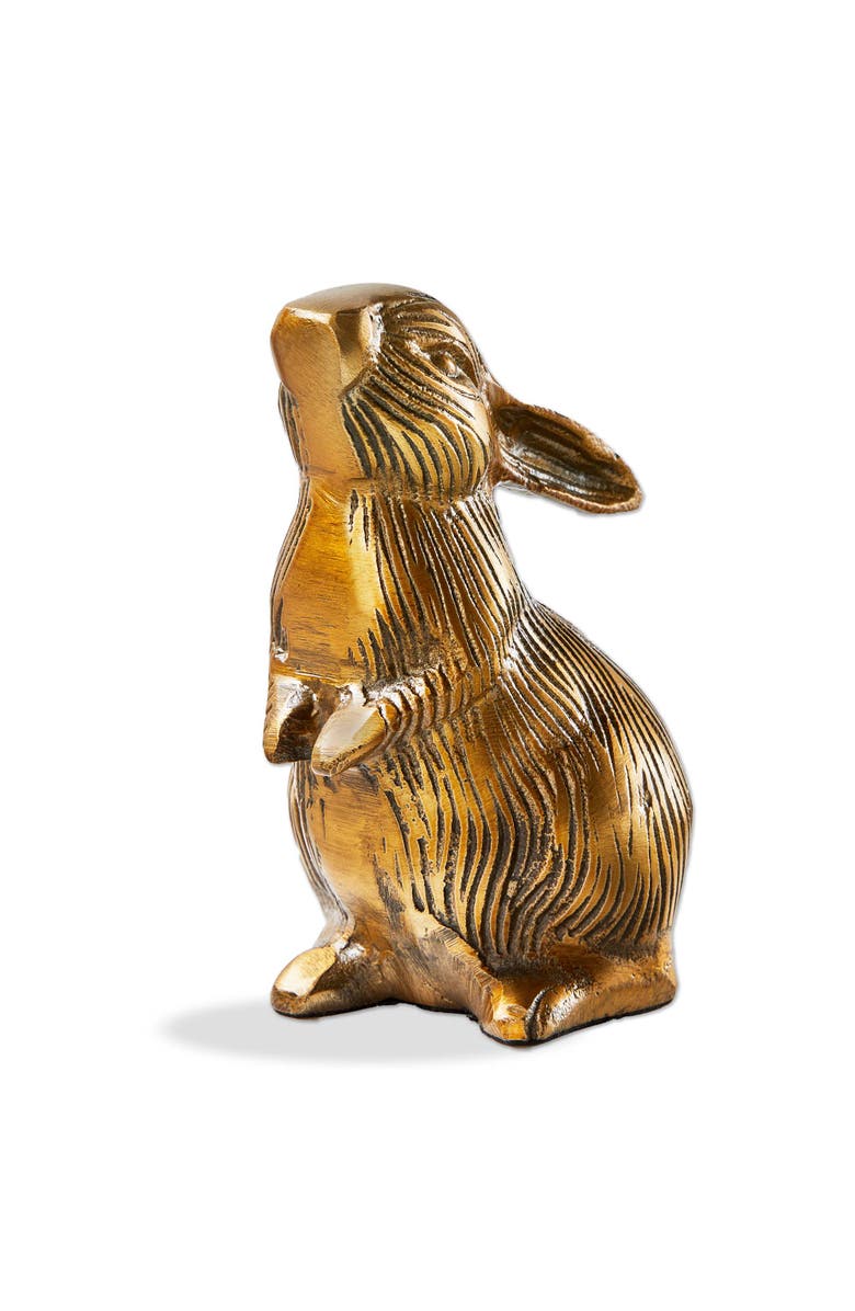 tag Cast Aluminum Bunny Decor Antique Brass Gold Animal Figurine, Main, color, Gold