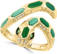 EFFY 14K Yellow Gold Diamond, Malachite, Tsavorite Snake Ring