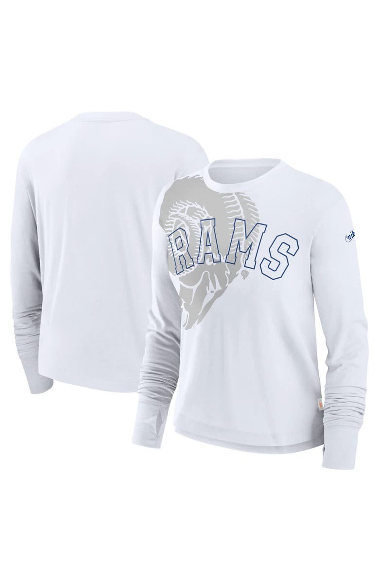 Nike Women's Nike White Los Angeles Rams Layered Logo Cropped Long Sleeve Fashion T-Shirt, Main, color, White